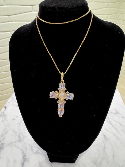 Iridescent Cross Necklace