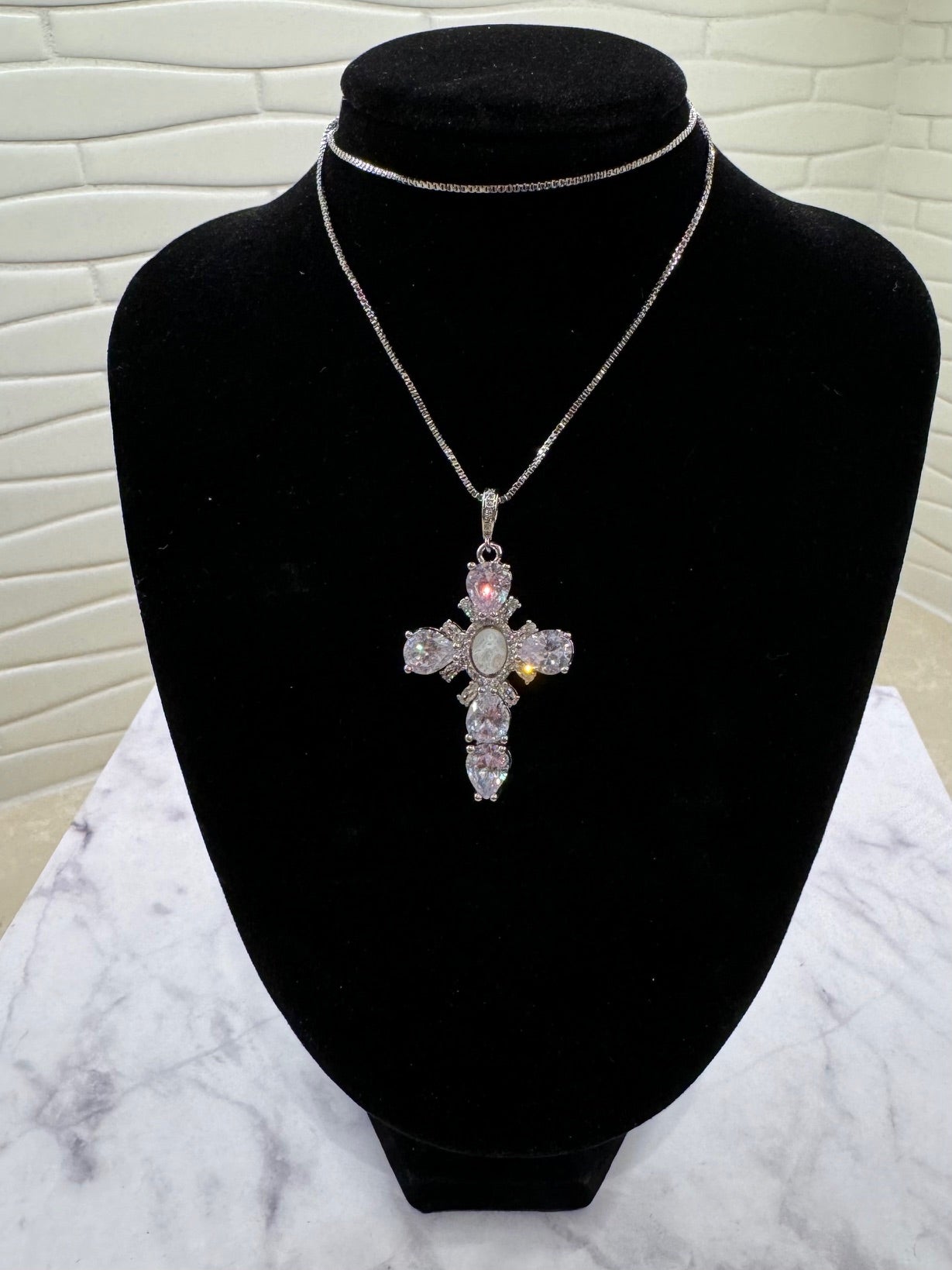 Iridescent Cross Necklace